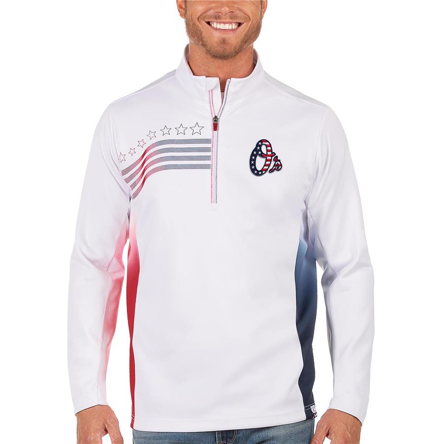 Baltimore Orioles Antigua Liberty Quarter-Zip Pullover Jacket - White