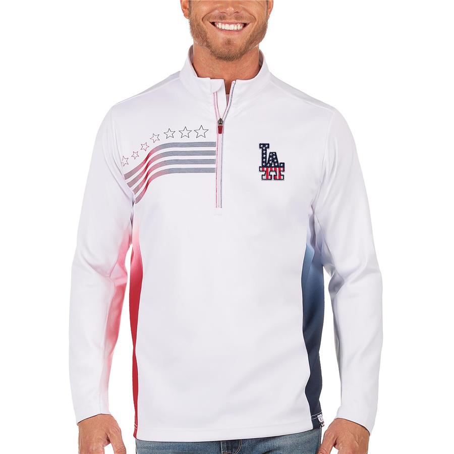 Los Angeles Dodgers Antigua Liberty Quarter-Zip Pullover Jacket - White