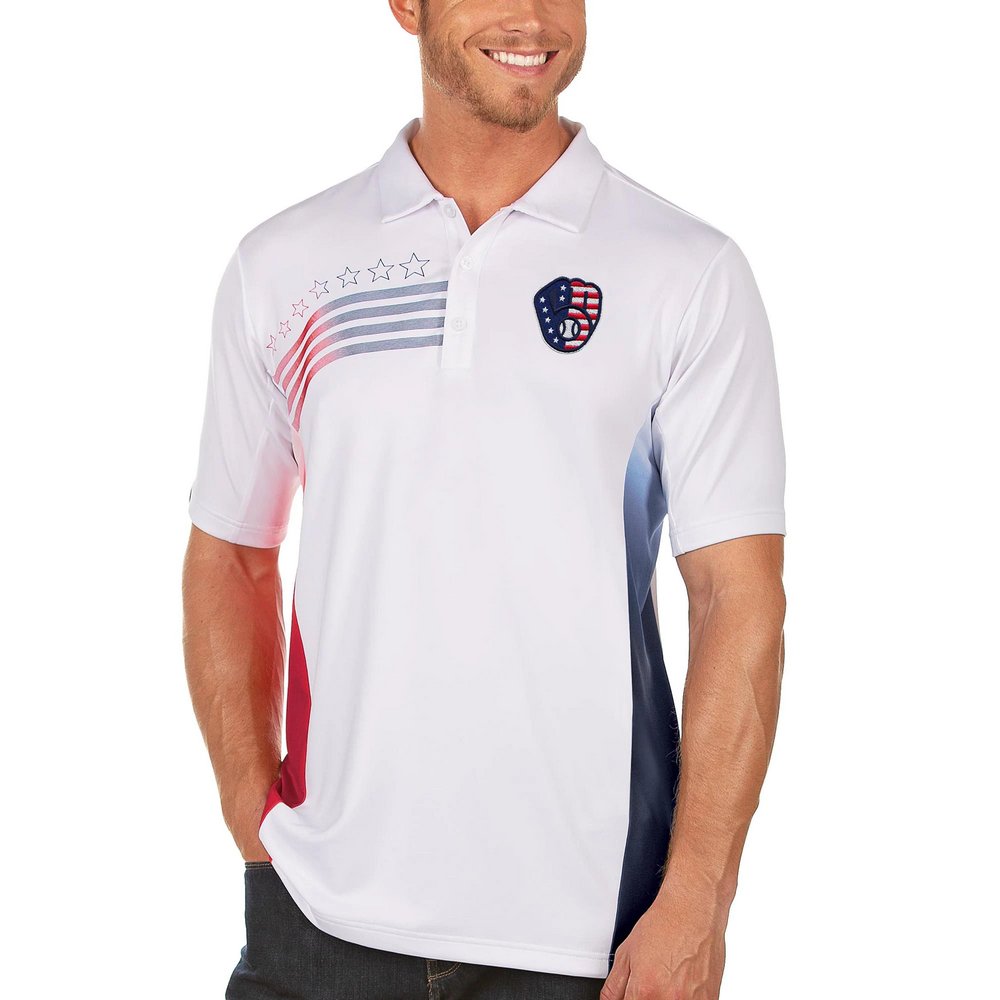 Milwaukee Brewers Antigua Liberty Polo - White