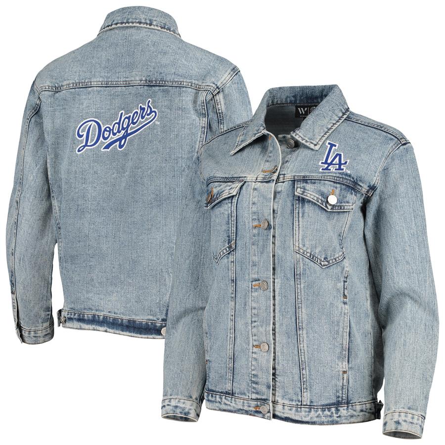 Los Angeles Dodgers The Wild Collective Women's Team Patch Denim Button-Up Jacket