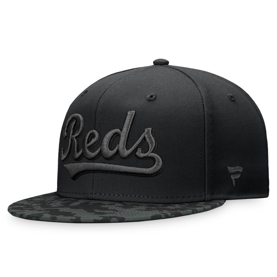 Cincinnati Reds Fanatics Branded Camo Brim Fitted Hat - Black