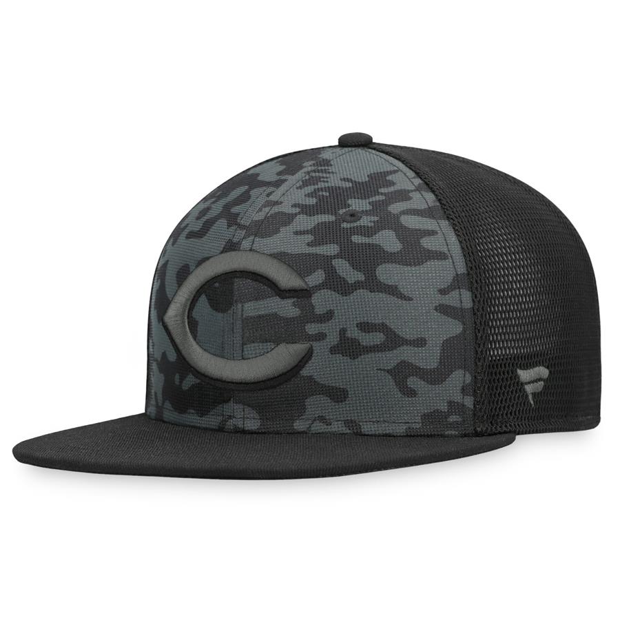 Cincinnati Reds Fanatics Branded Camo Mesh Snapback Hat - Black