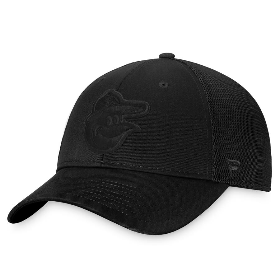 Baltimore Orioles Fanatics Branded Blackout Trucker Snapback Hat - Black