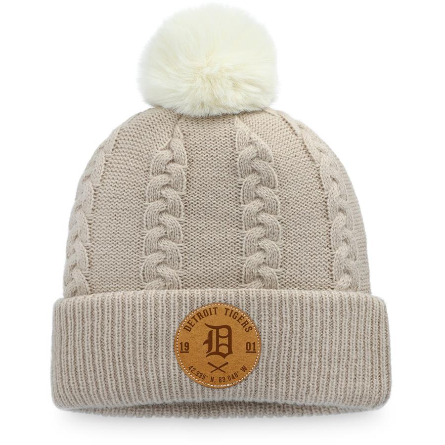 Detroit Tigers Fanatics Branded Women's Outdoor Play Cuffed Knit Hat with Pom - Natural