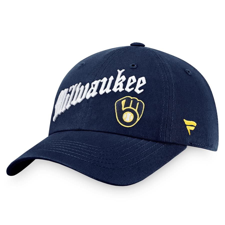 Milwaukee Brewers Fanatics Branded Iconic Old English Adjustable Hat - Navy