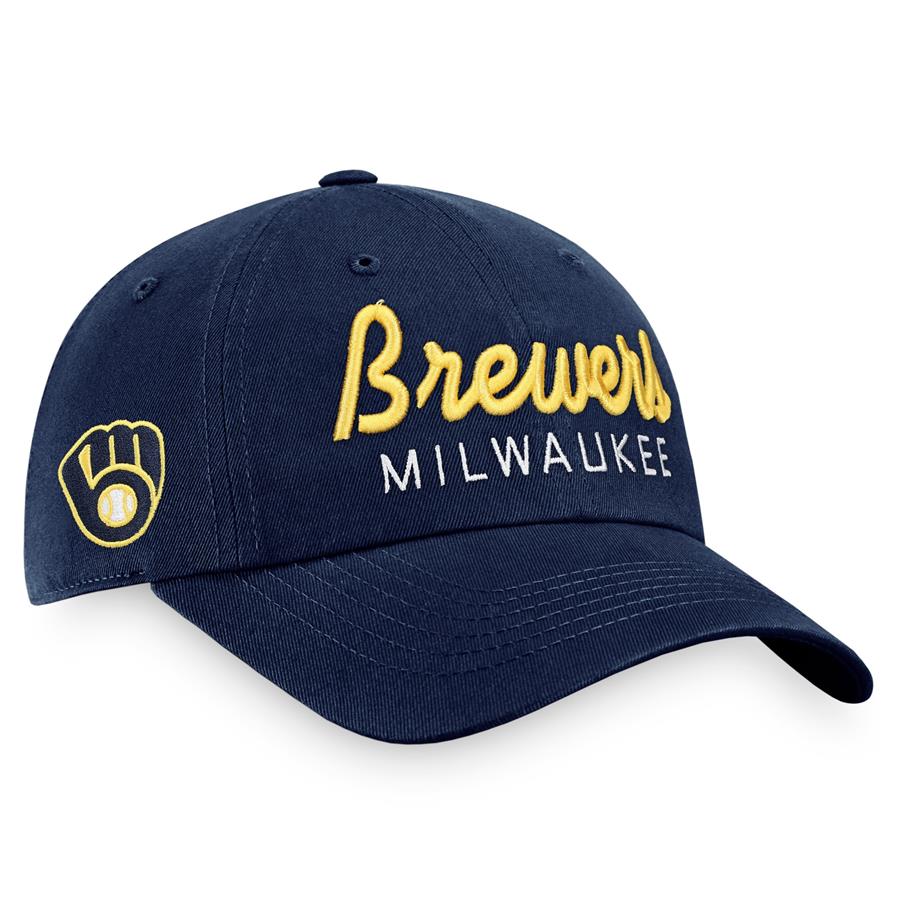 Milwaukee Brewers Fanatics Branded Iconic Script Adjustable Hat - Navy