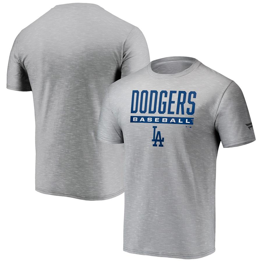 Los Angeles Dodgers Fanatics Branded Win Stripe Space-Dye T-Shirt - Gray