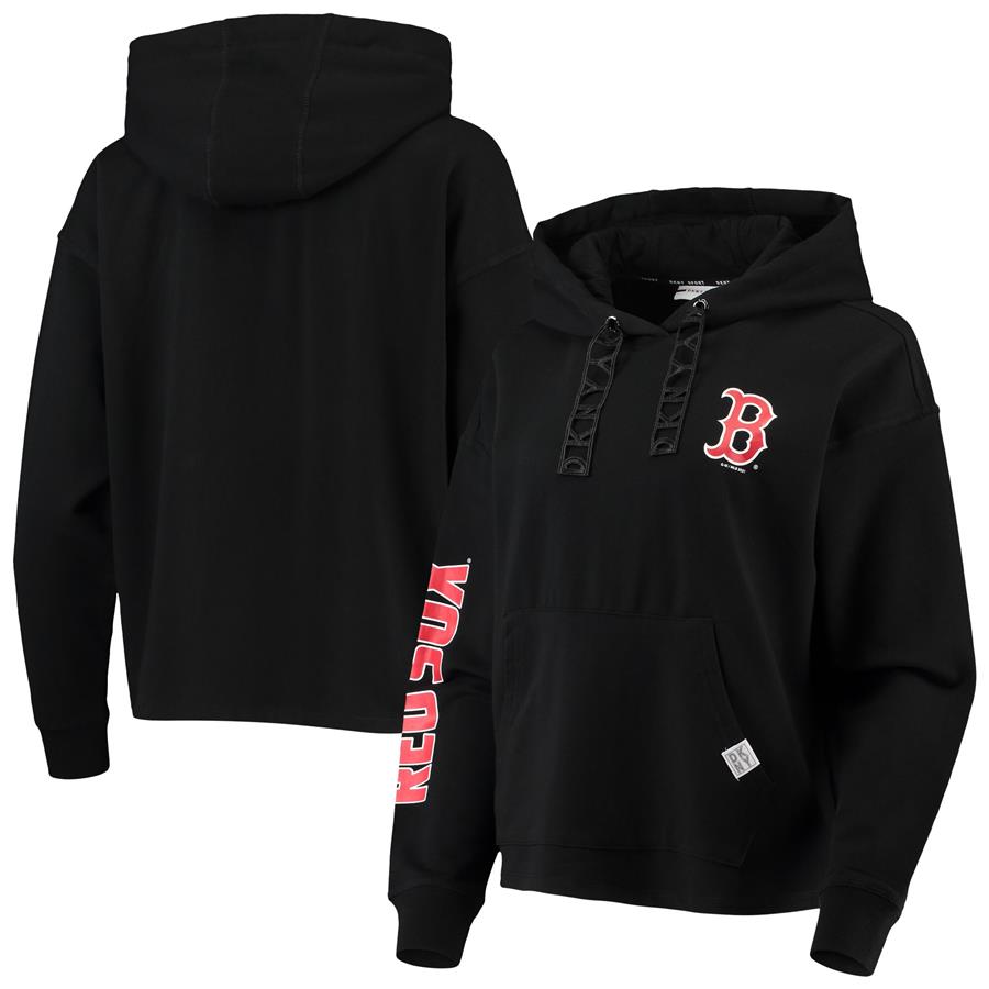 Boston Red Sox DKNY Sport Women's Staci Pullover Hoodie - Black