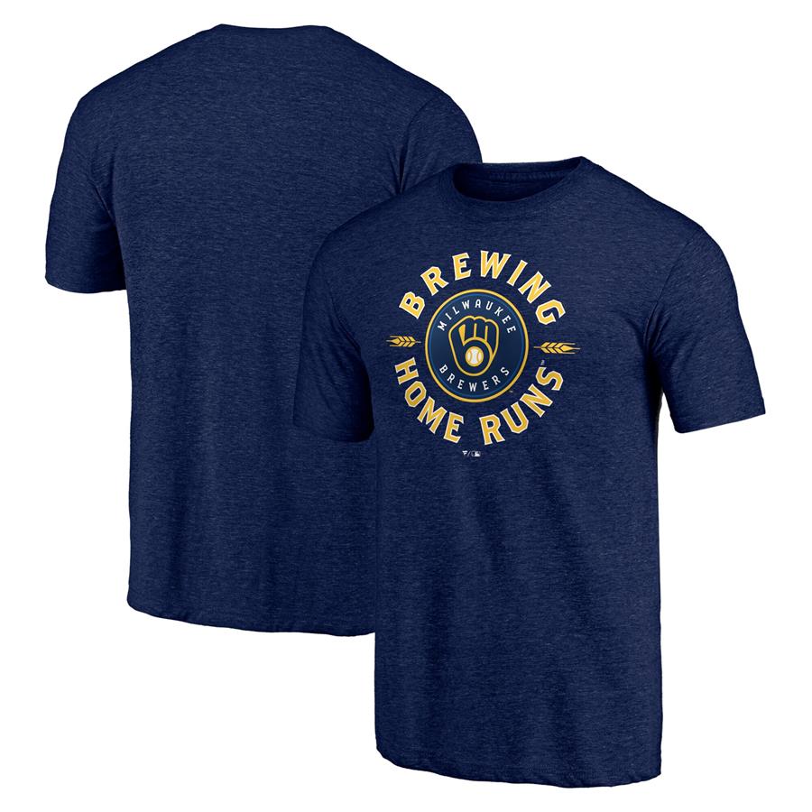 Milwaukee Brewers Fanatics Branded Brewing Up Hometown Collection Tri-Blend T-Shirt - Heathered Navy