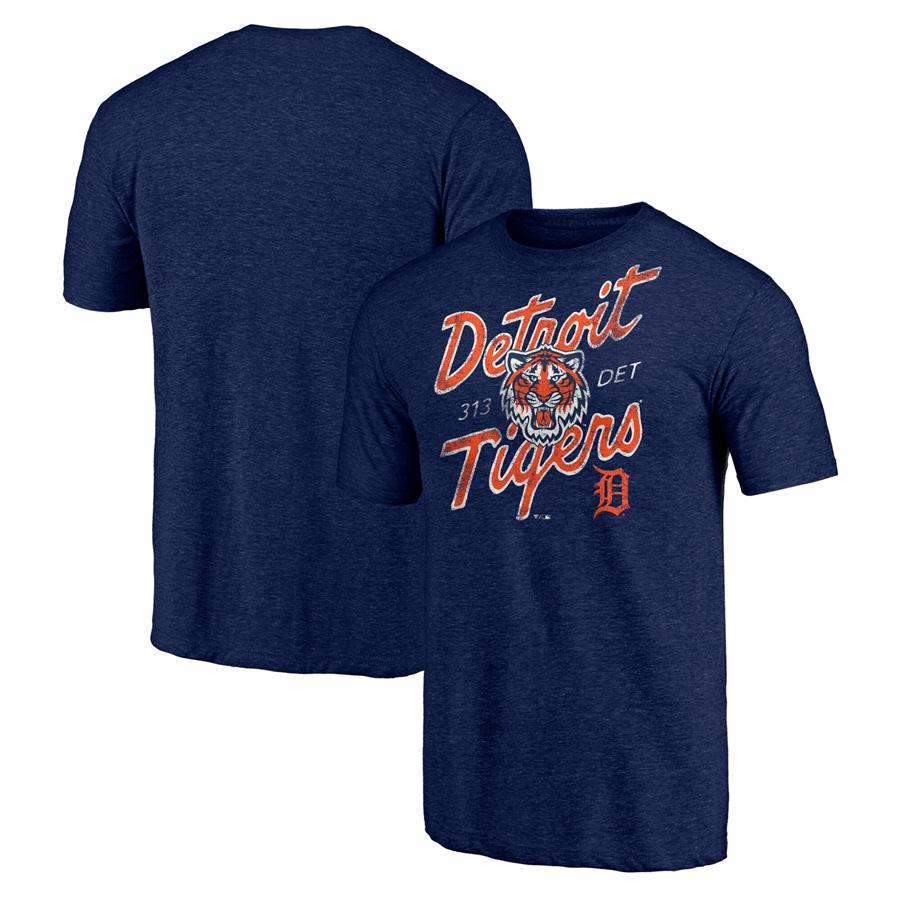 Detroit Tigers Fanatics Branded Hometown Collection Tri-Blend T-Shirt - Heathered Navy