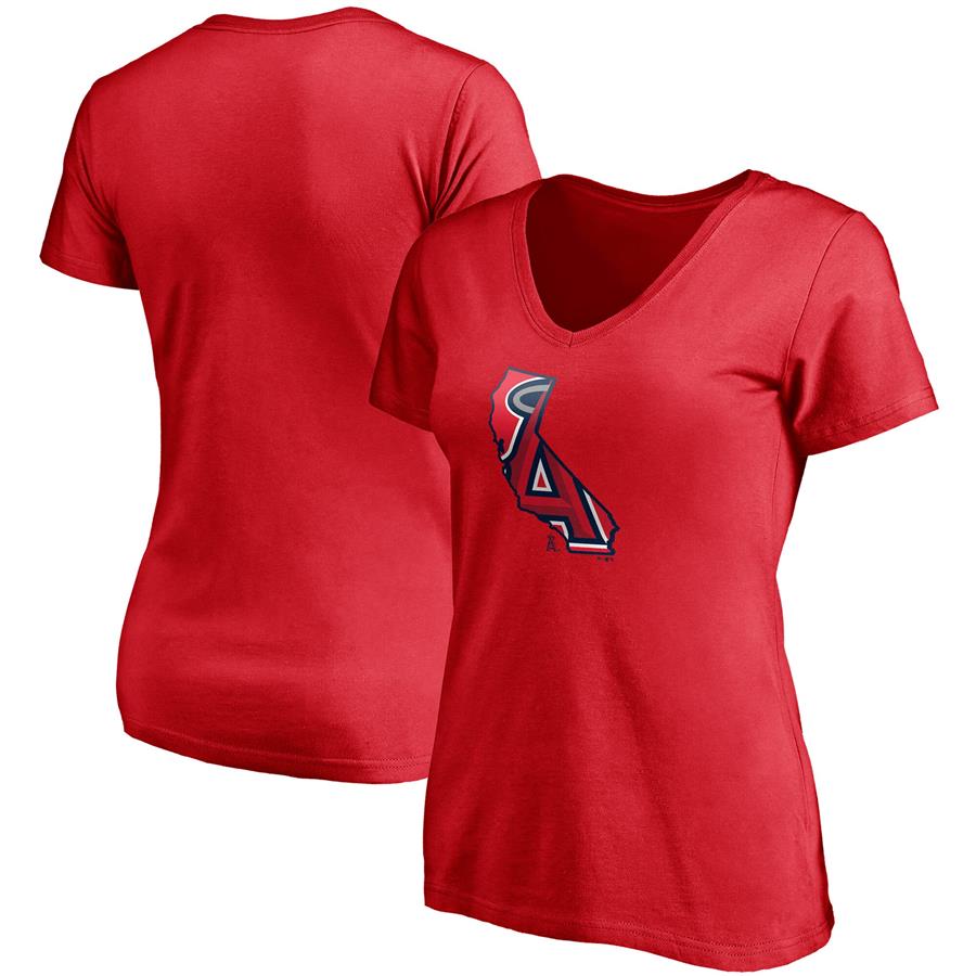 Los Angeles Angels Fanatics Branded Women's Hometown V-Neck T-Shirt - Red
