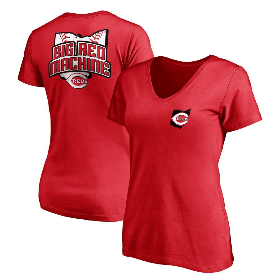 Cincinnati Reds Fanatics Branded Women's Hometown V-Neck T-Shirt - Red