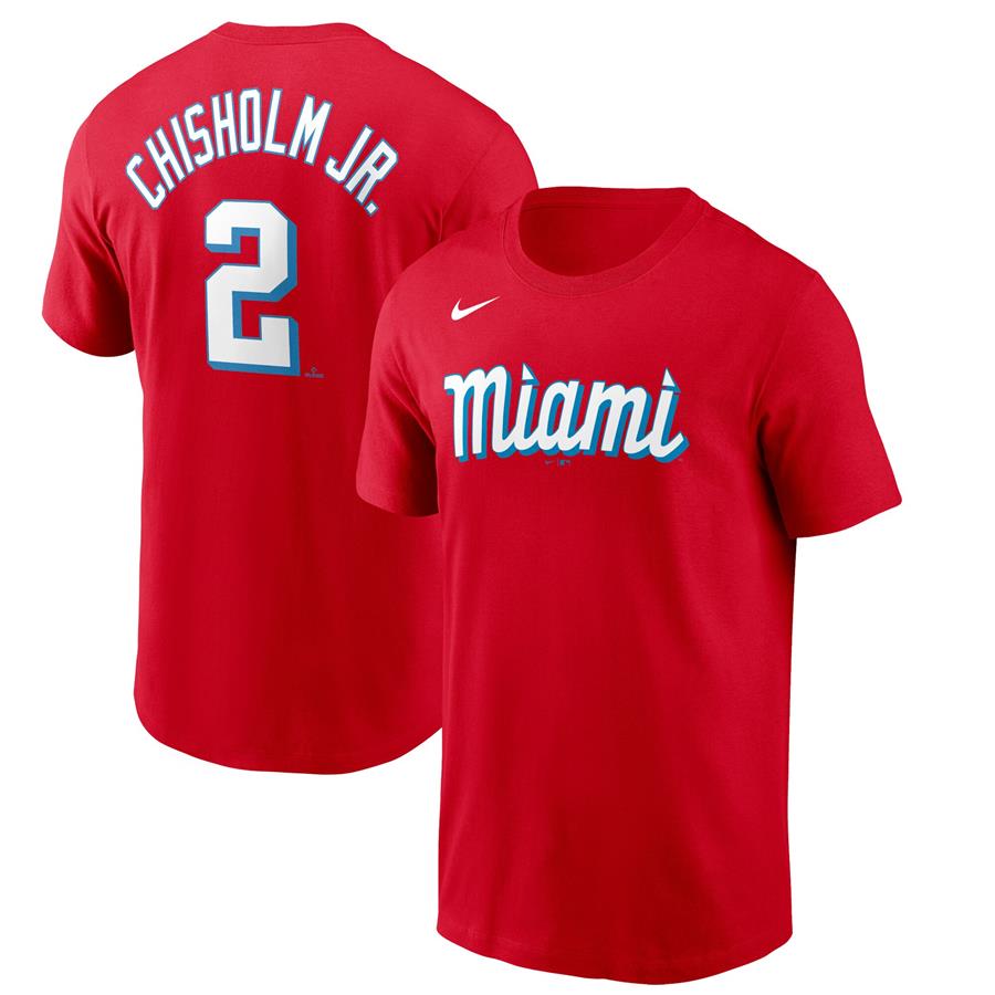 Jazz Chisholm Miami Marlins Nike 2021 City Connect Name & Number T-Shirt - Red