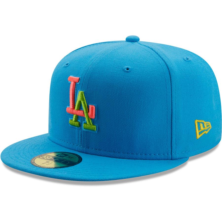 Los Angeles Dodgers New Era Pink Glow Undervisor 59FIFTY Fitted Hat - Light Blue