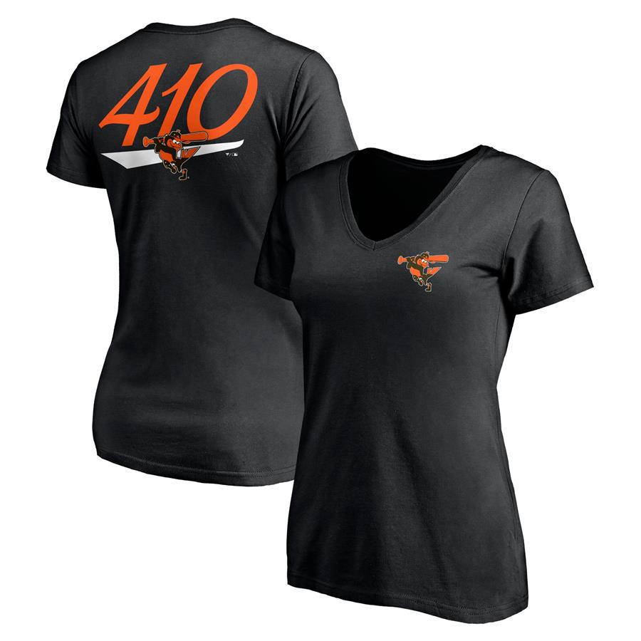 Baltimore Orioles Fanatics Branded Women's Hometown Collection The 410 V-Neck T-Shirt - Black