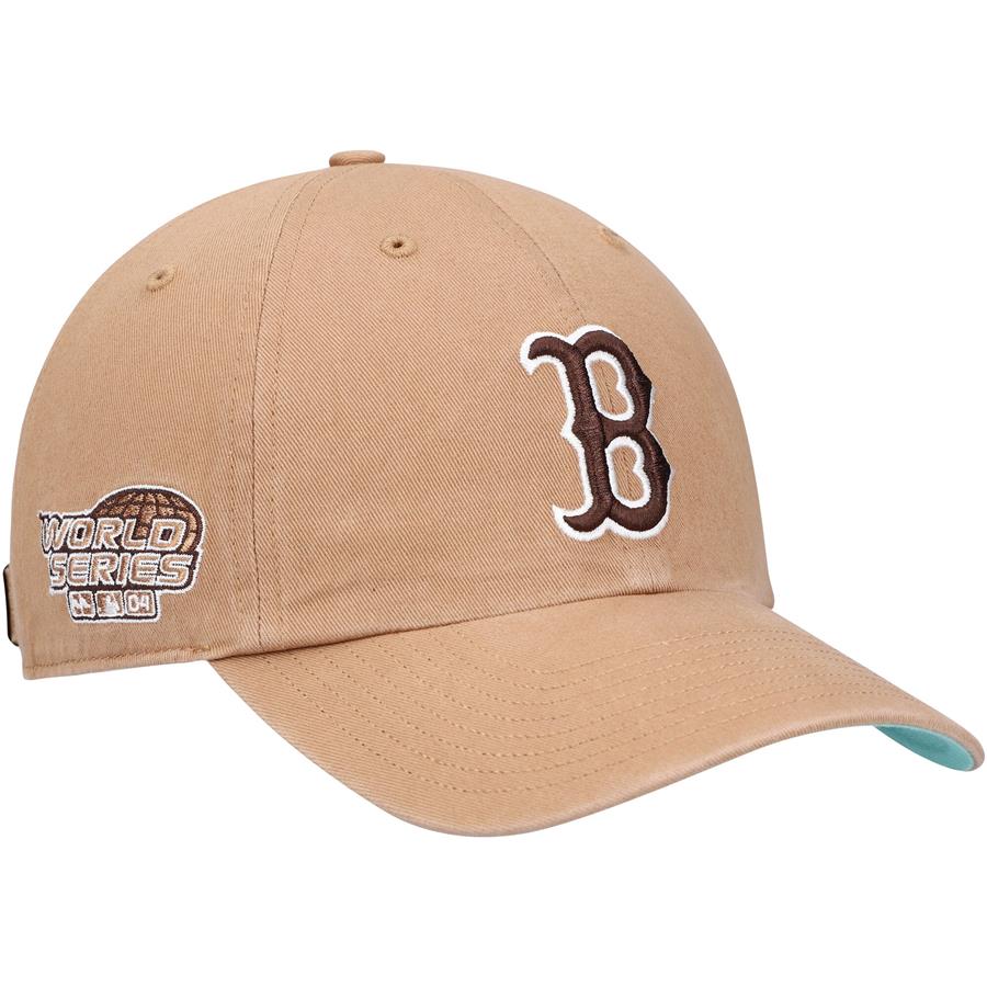 Boston Red Sox '47 World Series 2004 Double Under Camel Tiffany Blue Undervisor Clean Up Adjustable Hat - Tan