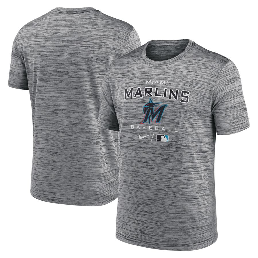 Miami Marlins Nike Authentic Collection Velocity Practice Performance T-Shirt - Anthracite