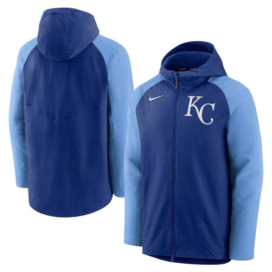 Kansas City Royals Nike Authentic Collection Full-Zip Raglan Hoodie Performance Jacket - Royal/
