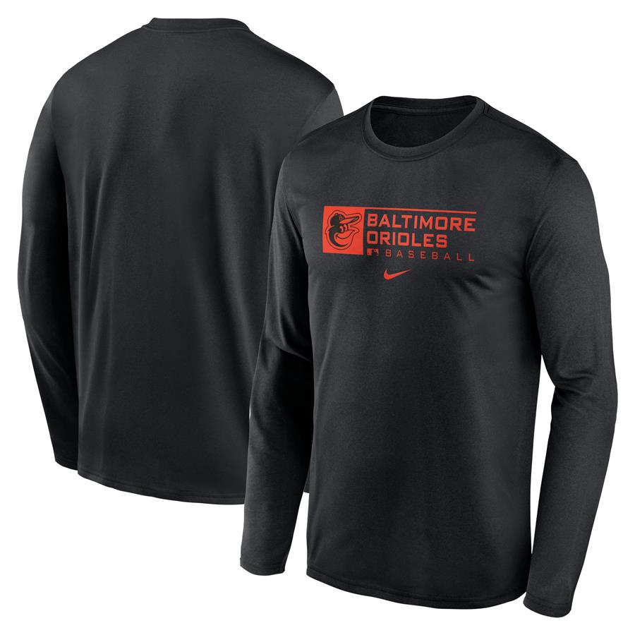Baltimore Orioles Nike Authentic Collection Performance Long Sleeve T-Shirt - Black