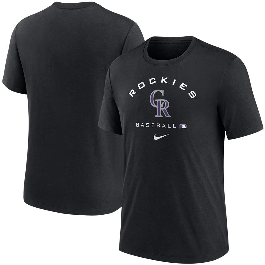 Colorado Rockies Nike Authentic Collection Tri-Blend Performance T-Shirt - Black