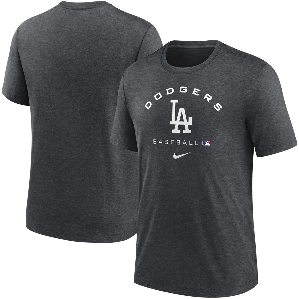 Los Angeles Dodgers Nike Authentic Collection Tri-Blend Performance T-Shirt - Heathered Charcoal