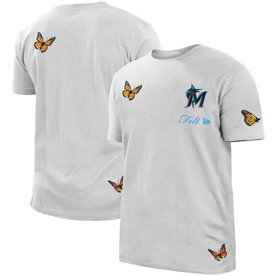 Miami Marlins New Era x FELT Butterfly T-Shirt - White