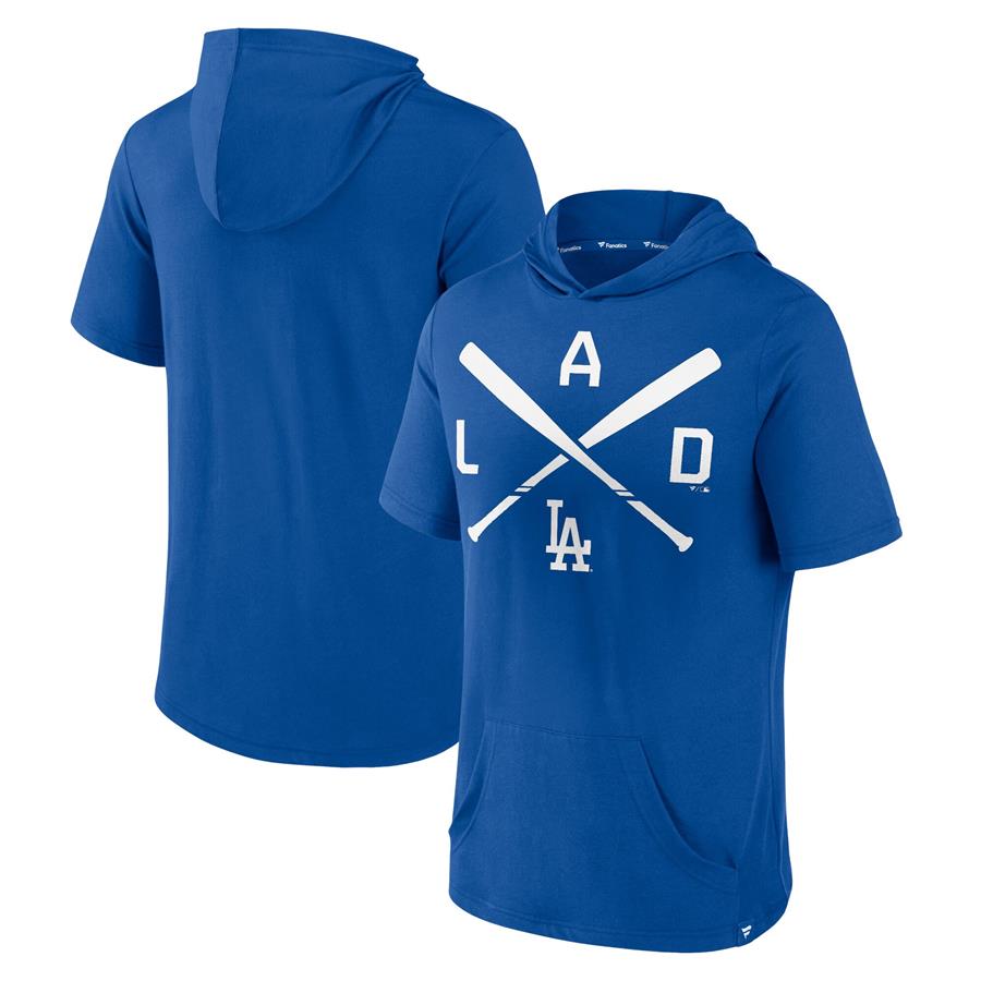 Los Angeles Dodgers Fanatics Branded Iconic Rebel Short Sleeve Pullover Hoodie - Royal