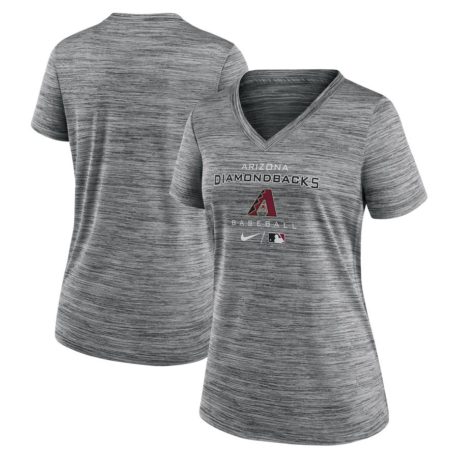 Arizona Diamondbacks Nike Women's Authentic Collection Velocity Space-Dye Performance V-Neck T-Shirt - Anthracite