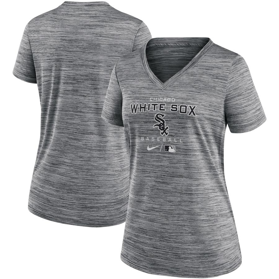 Женская футболка с V-вырезом Chicago White Sox Nike Authentic Collection Velocity Space-Dye Performance (антрацит)