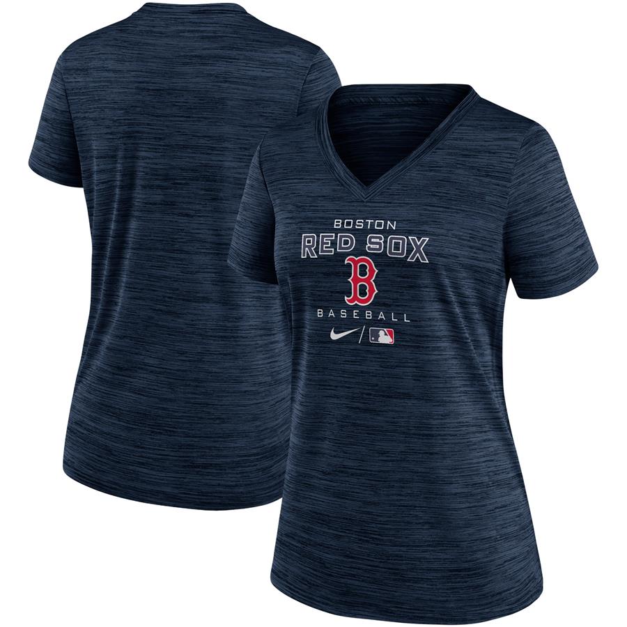 Boston Red Sox Nike Women's Authentic Collection Velocity Space-Dye Performance V-Neck T-Shirt - Navy
