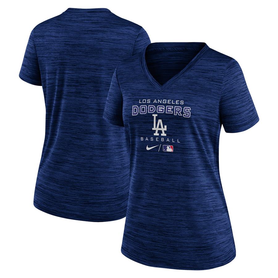 Los Angeles Dodgers Nike Women's Authentic Collection Velocity Space-Dye Performance V-Neck T-Shirt - Royal