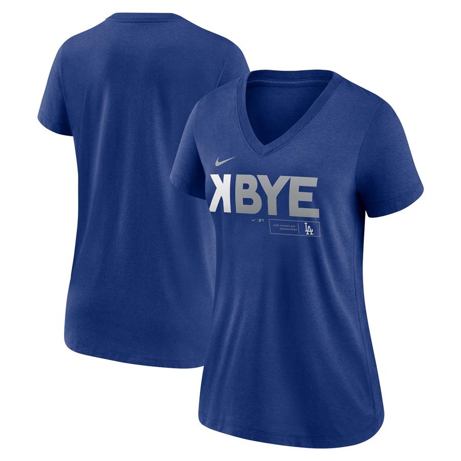 Los Angeles Dodgers Nike Women's K-Bye Tri-Blend V-Neck T-Shirt - Royal