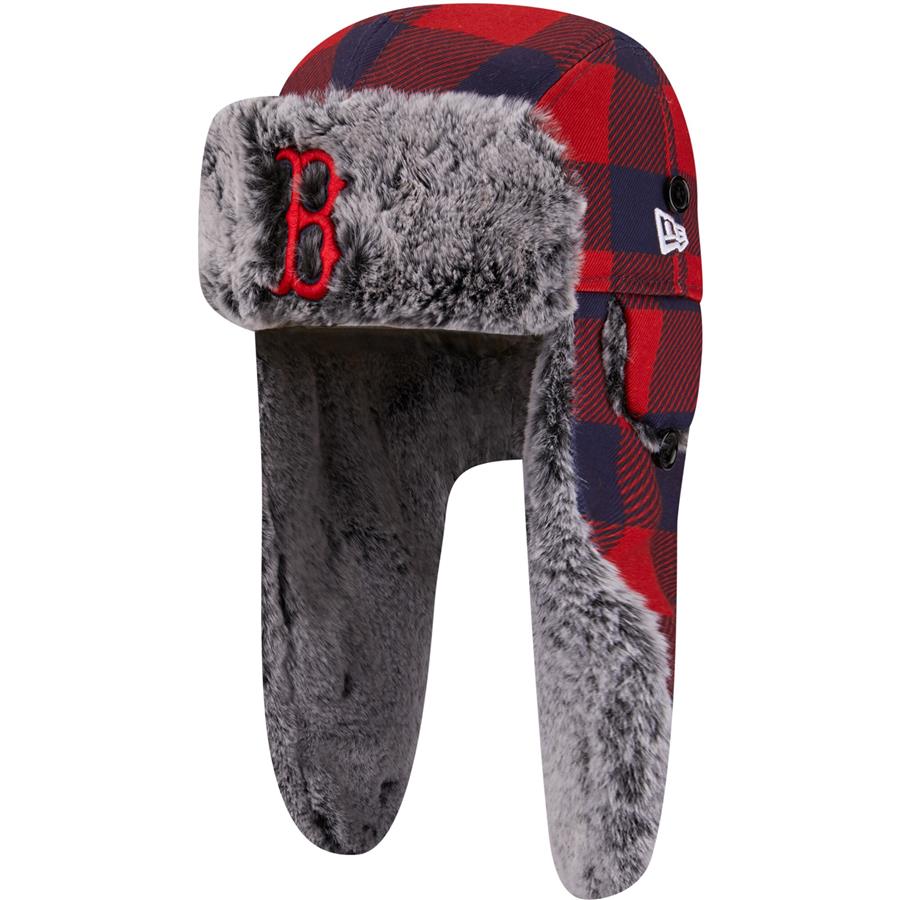 Boston Red Sox New Era Buffalo Plaid Trapper Hat - Red