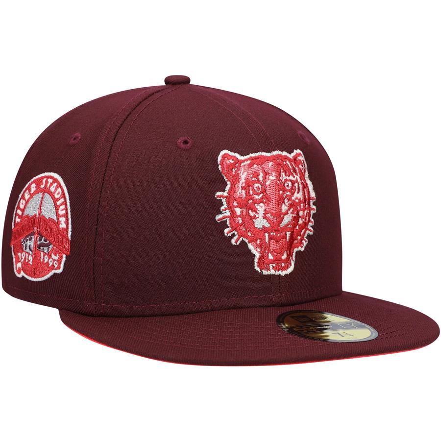 Detroit Tigers New Era Tiger Stadium Color Fam Lava Red Undervisor 59FIFTY Fitted Hat - Maroon