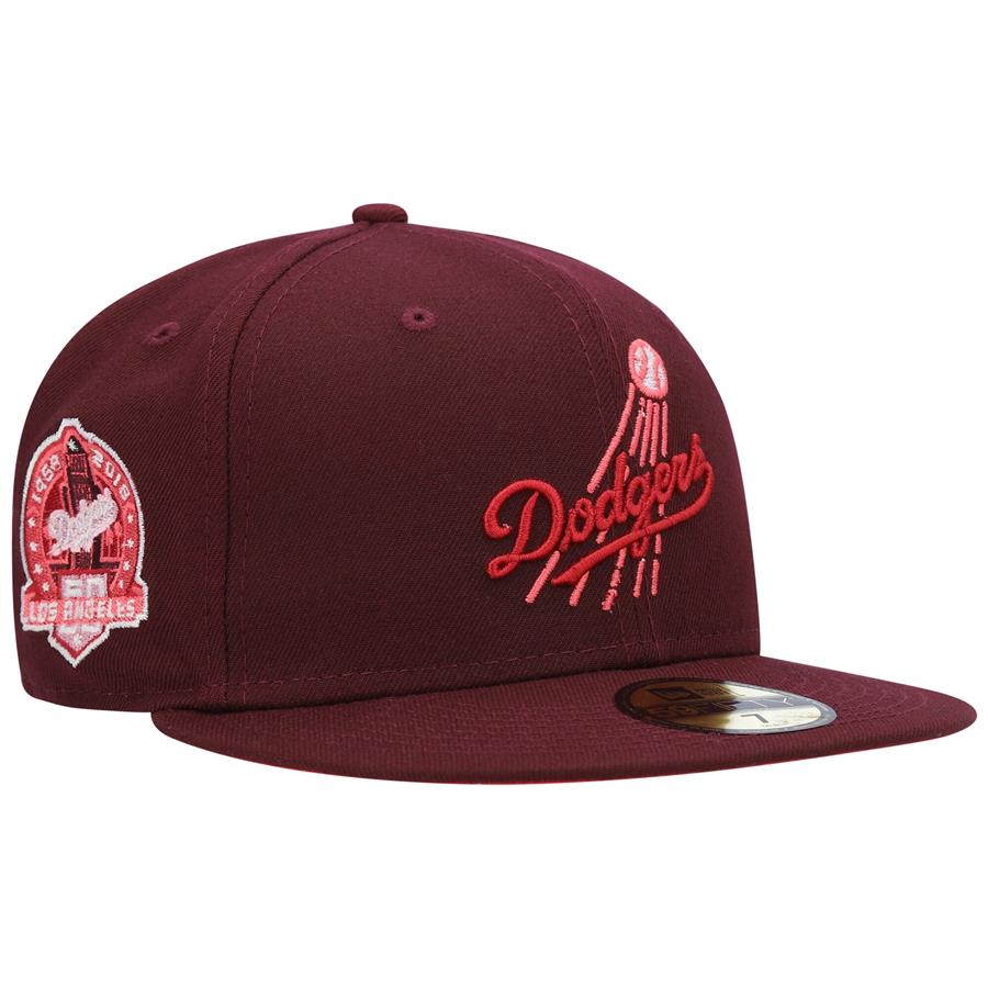 Los Angeles Dodgers New Era 60th Anniversary Color Fam Lava Red Undervisor 59FIFTY Fitted Hat - Maroon