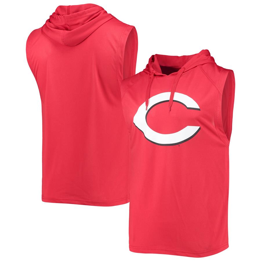 Cincinnati Reds Stitches Sleeveless Pullover Hoodie - Red