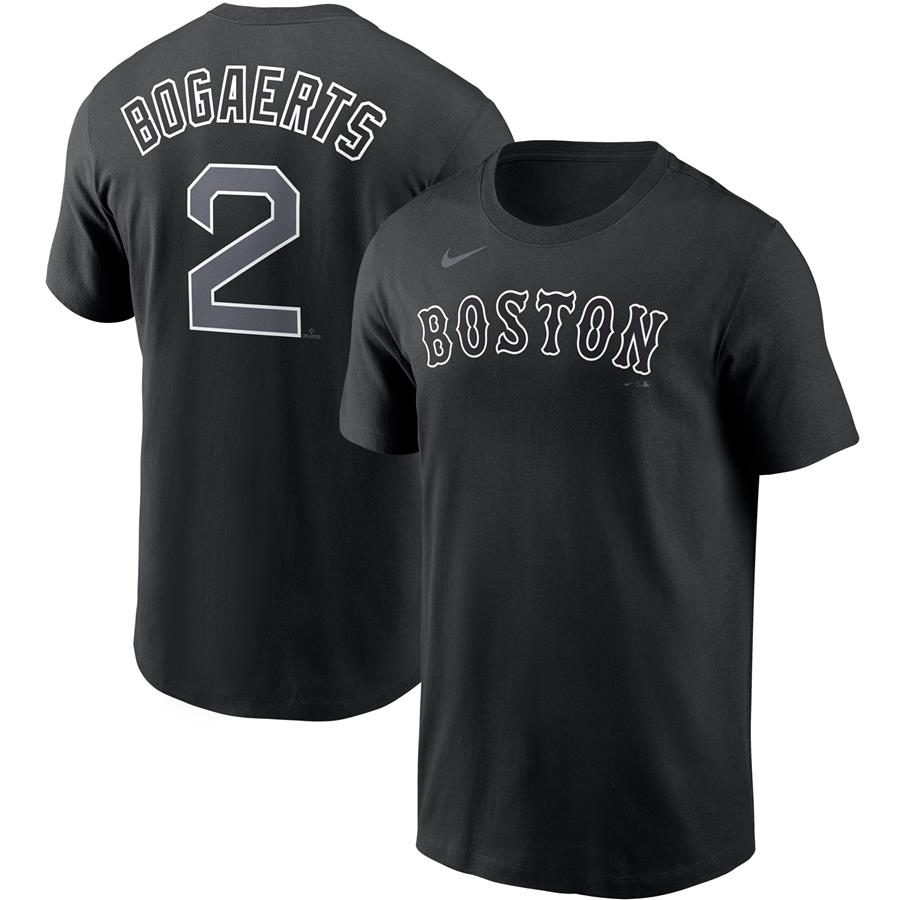 Xander Bogaerts Boston Red Sox Nike Black & White Name & Number T-Shirt - Black