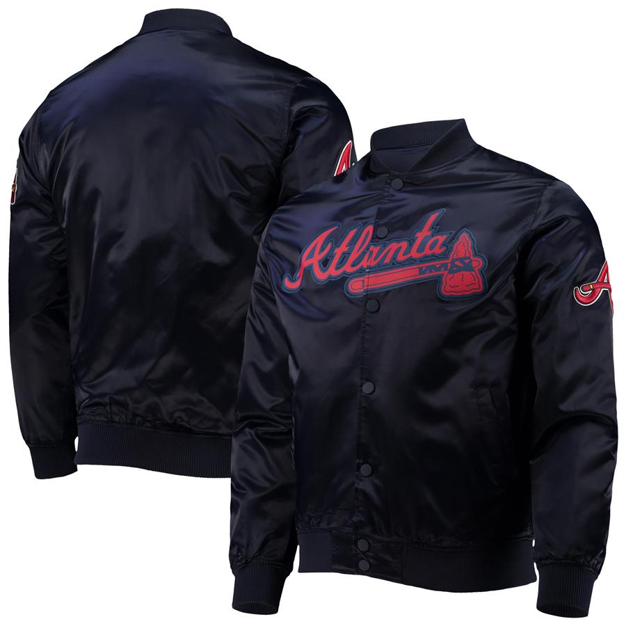 Atlanta Braves Pro Standard Wordmark Satin Full-Snap Jacket - Navy