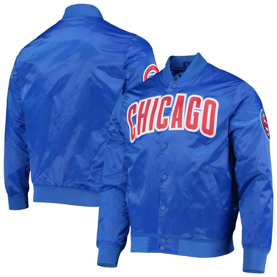 Chicago Cubs Pro Standard Wordmark Satin Full-Snap Jacket - Royal
