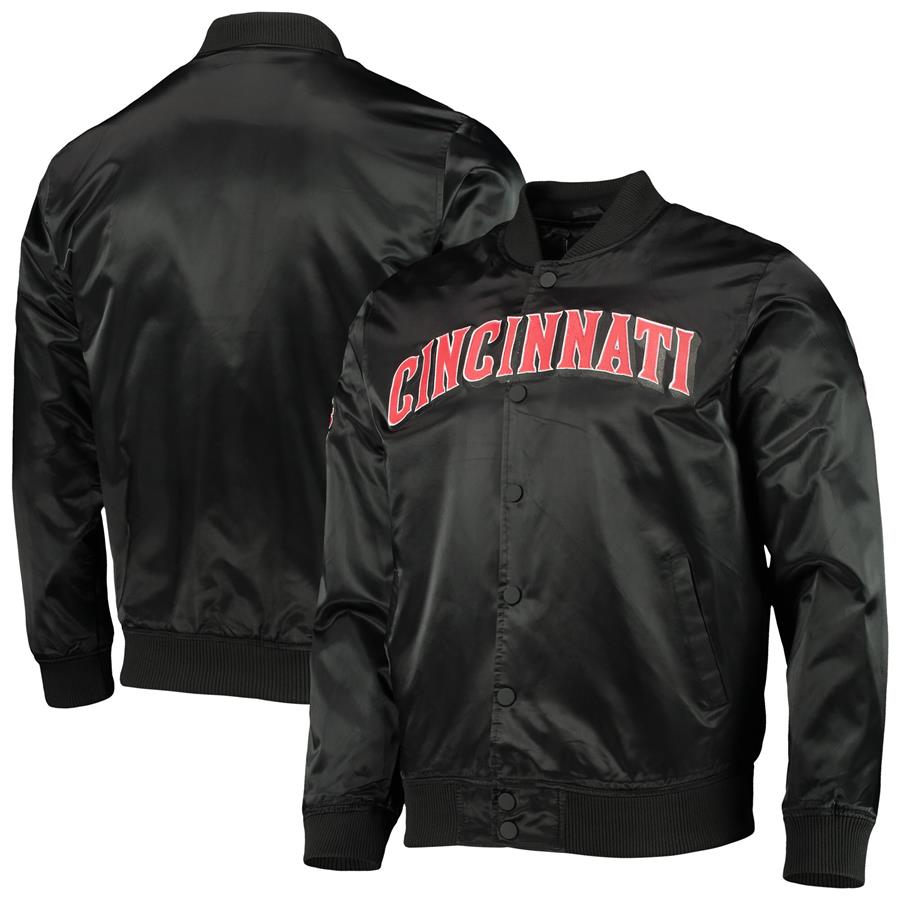 Cincinnati Reds Pro Standard Wordmark Satin Full-Snap Jacket - Black