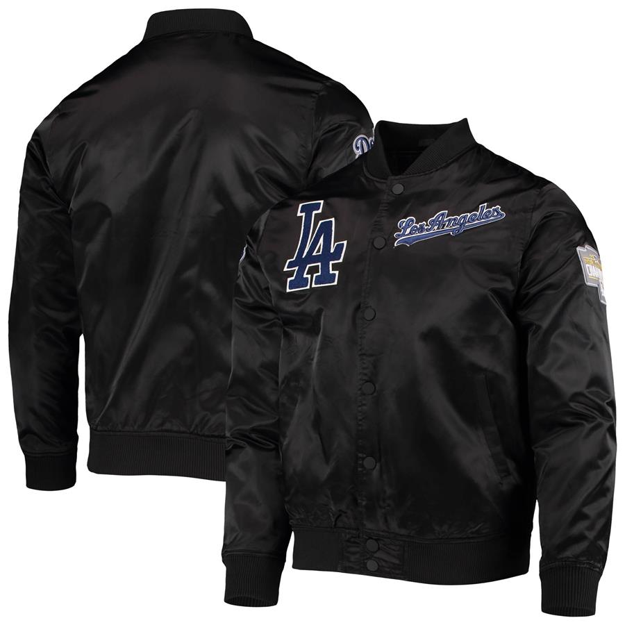 Los Angeles Dodgers Pro Standard Wordmark Satin Full-Snap Jacket - Black