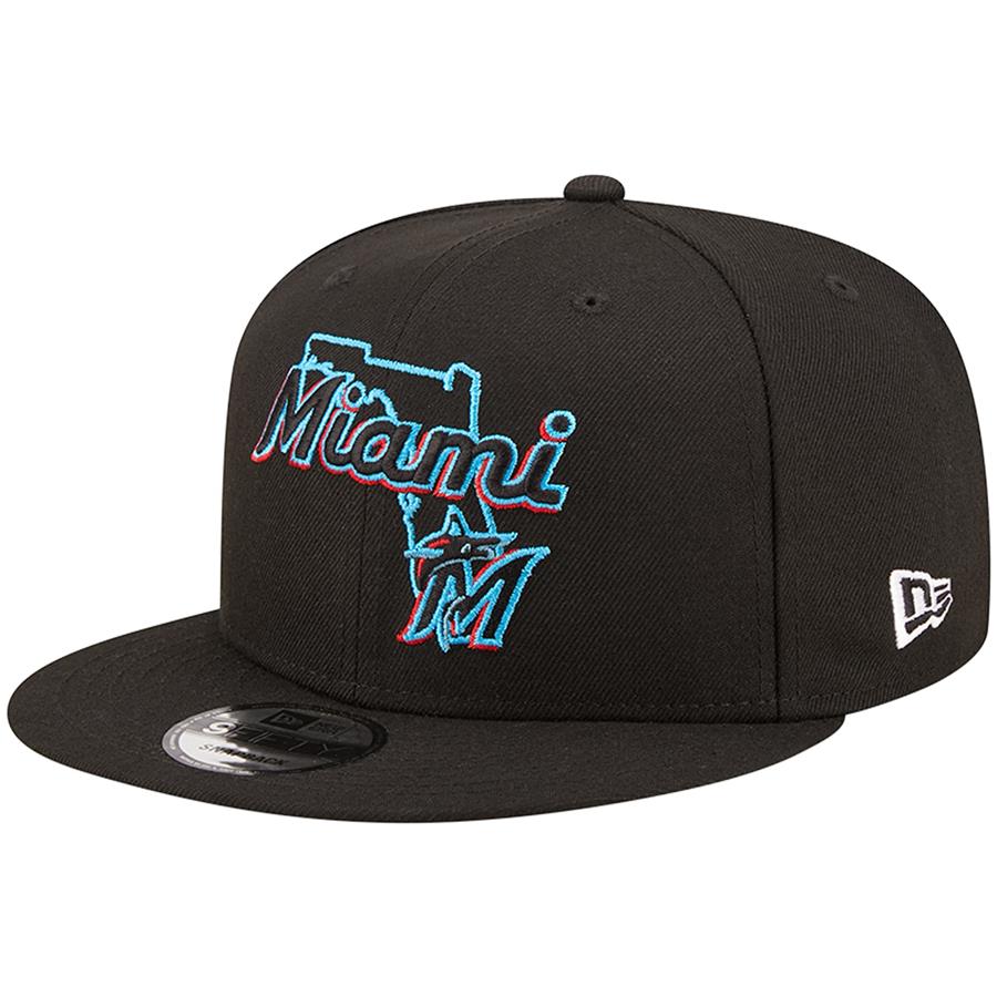 Miami Marlins New Era State 9FIFTY Snapback Hat - Black