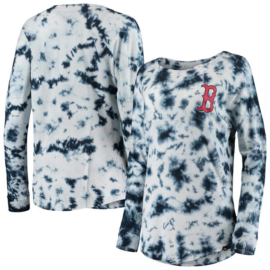 Boston Red Sox New Era Women's Tie-Dye Long Sleeve T-Shirt - Navy