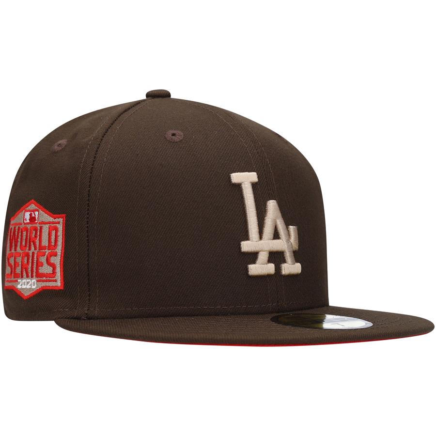 Los Angeles Dodgers New Era 2020 World Series Team Scarlet Undervisor 59FIFTY Fitted Hat - Brown