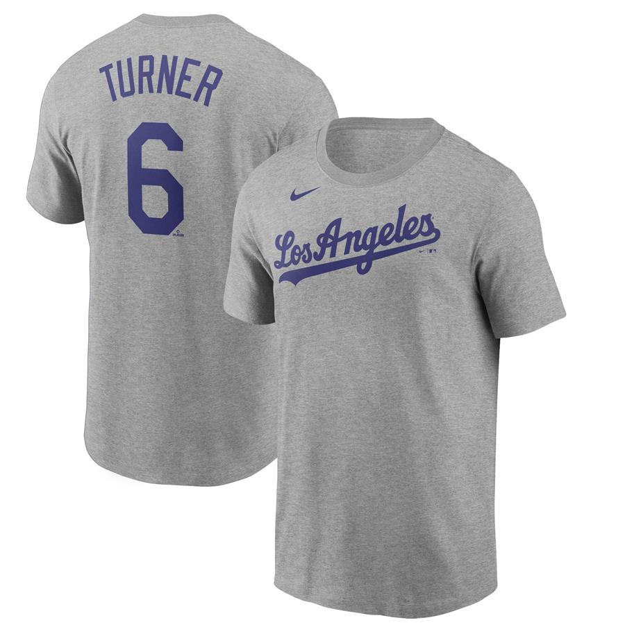 Trea Turner Los Angeles Dodgers Nike Name & Number T-Shirt - Gray