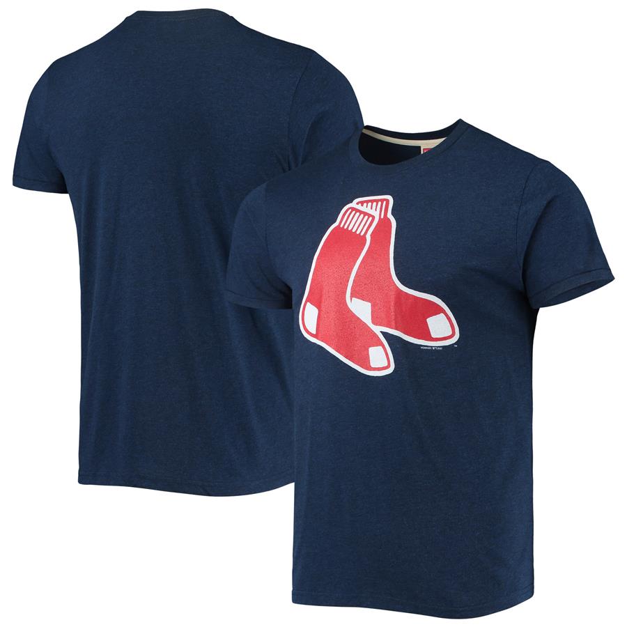 Boston Red Sox Homage Hand-Drawn Logo Tri-Blend T-Shirt - Navy