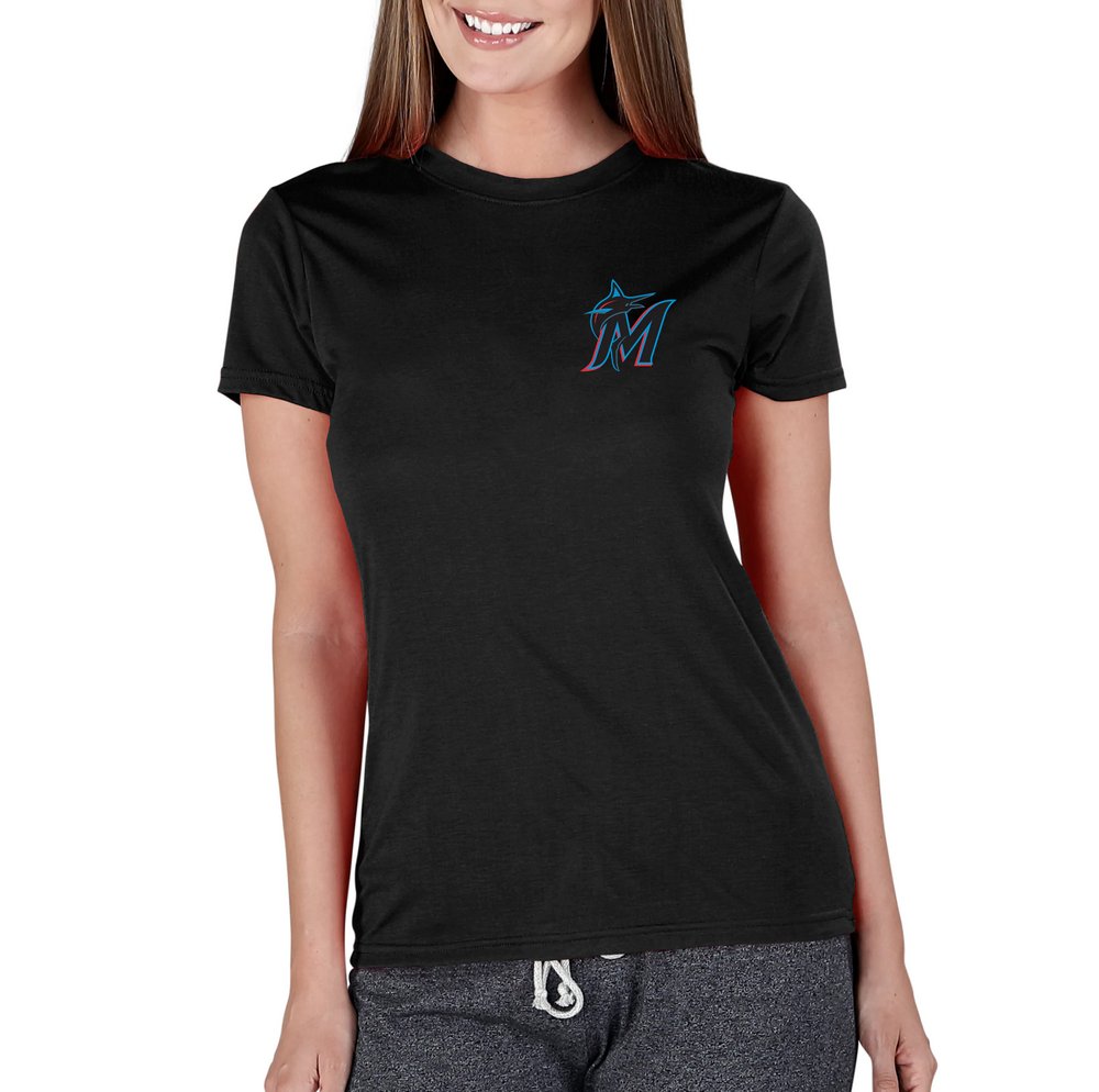 Miami Marlins Concepts Sport Women's Marathon Knit T-Shirt - Black