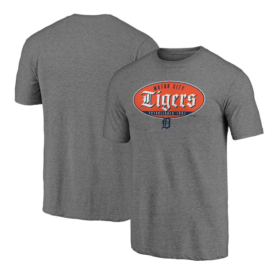 Detroit Tigers Fanatics Branded Hometown Collection Oil Can Tri-Blend T-Shirt - Heathered Gray