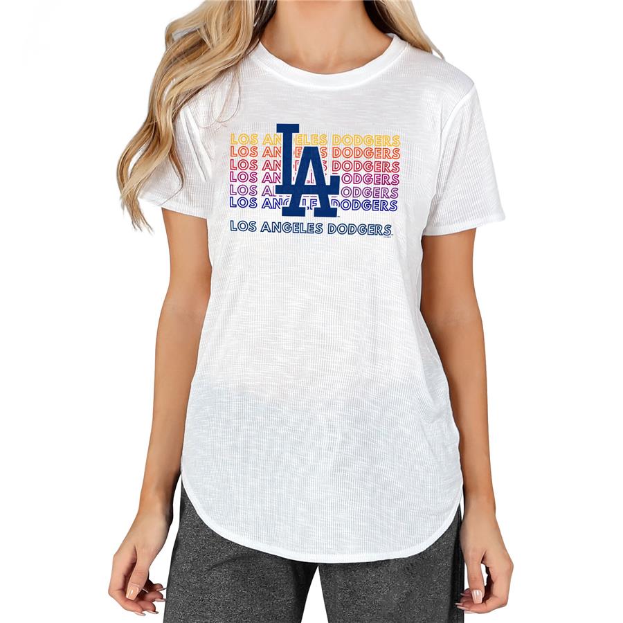 Los Angeles Dodgers Concepts Sport Women's Gable Knit T-Shirt - White