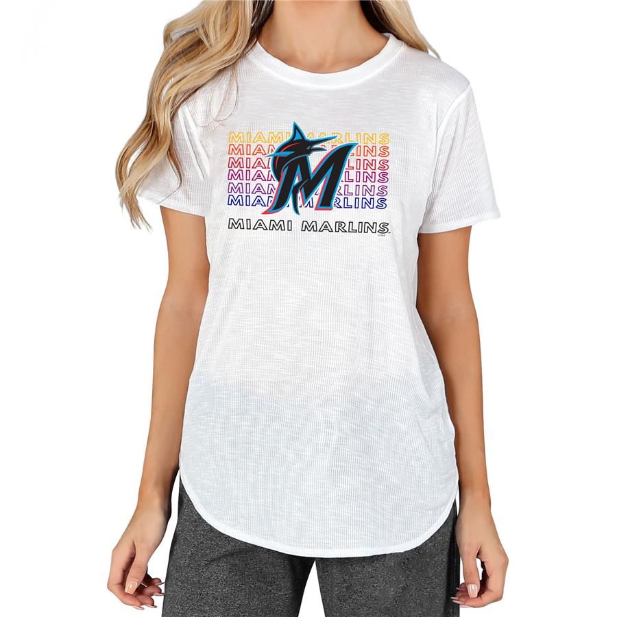 Miami Marlins Concepts Sport Women's Gable Knit T-Shirt - White